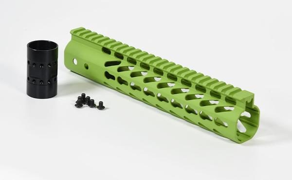 10 inch Zombie Green Slim Keymod free float handguard Rail for the AR-15 rifle