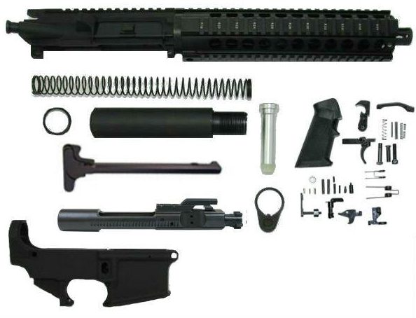 10.5 inch pistol kit 10" Quad Rail with upper assembled with 80 percent lower receiver