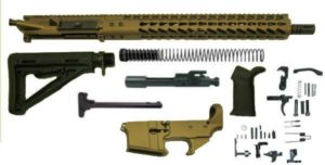burnt bronze 16" Ar15 Rifle Kit with 15" Slim Keymod with Lower