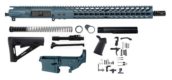 Titanium Blue 16" Ar15 Kit with 15" blue titanium Slim Keymod with Lower