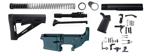 16" Ar 15 Kit with 12" Slim Keymod Titanium Blue Upper, Lower, and Rail