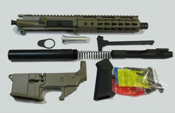 flat dark earth ar-15 pistol kit with 80% lower receiver