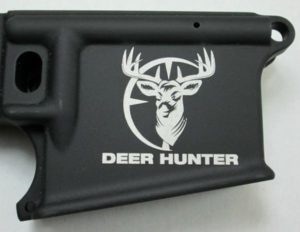 80% lower with laser engraved deer head in cross hairs