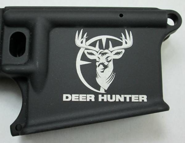 80% lower with laser engraved deer head in cross hairs