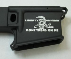 80% lower with laser engraved dont tread on me snake