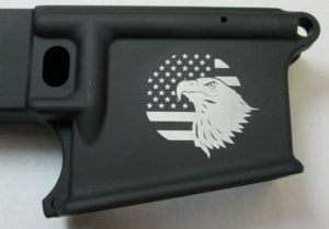 80% lower with laser engraved american flag and eagle