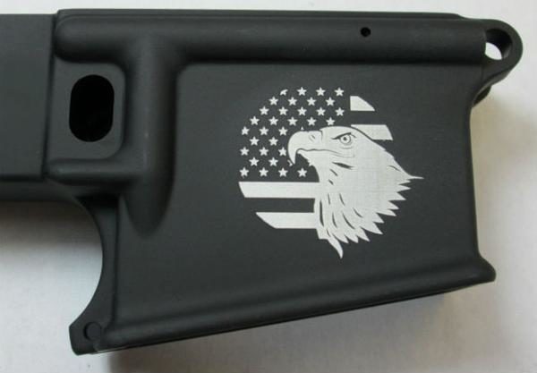80% lower with laser engraved american flag and eagle