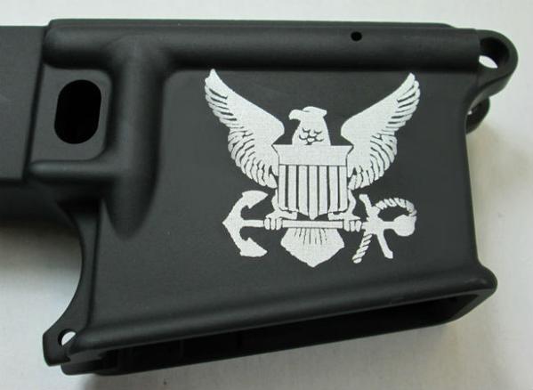 80% lower with laser engraved navy logo