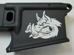 80 percent lower laser engraved with hog head
