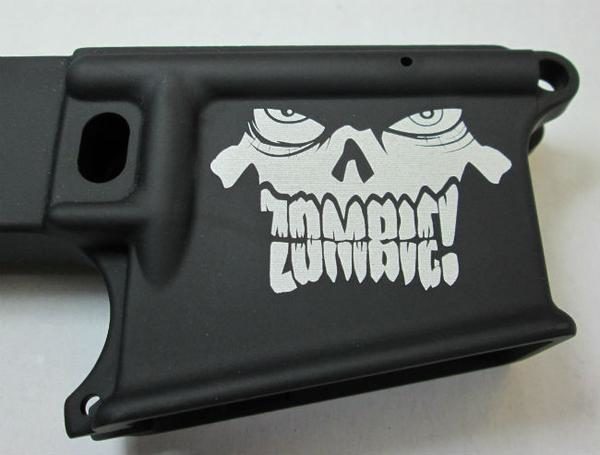 80% lower with laser engraved zombie head