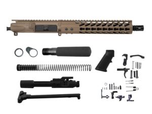 10.5" ar-15 pistol kit with flat dark earth upper and handguard mil-spec nato barrel 1 x 7 twist