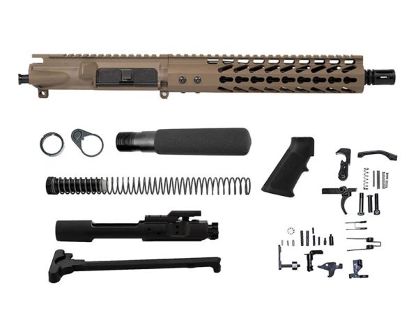 10.5" ar-15 pistol kit with flat dark earth upper and handguard mil-spec nato barrel 1 x 7 twist